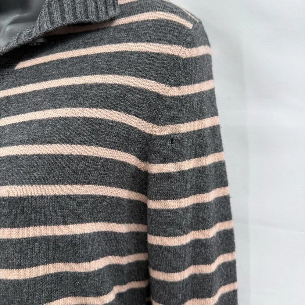 Tory Burch Giselle Cashmere Blend Quarter Button Collared Striped Sweater | XS